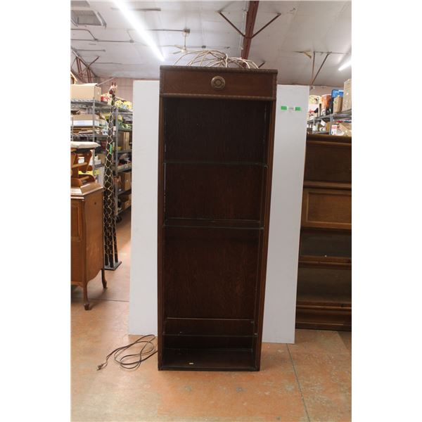 Wooden Display Unit with Glass Shelving 10" x 25" x 72" Tall