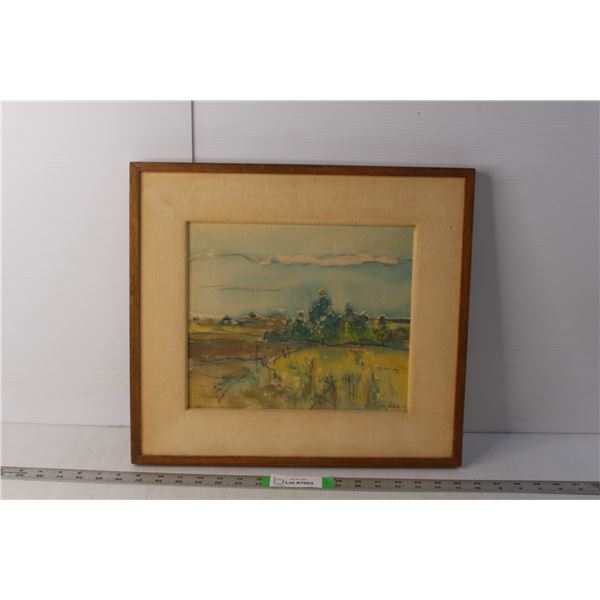 Framed 'Yellow Field' Acrylic on Canvas Artwork by G. Snyder 17" x 15.5"