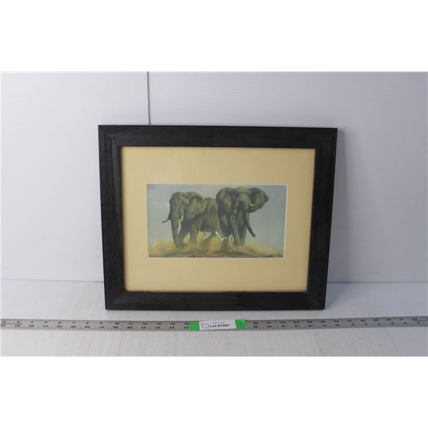 Framed Elephant Artwork 16.5" x 13.5"
