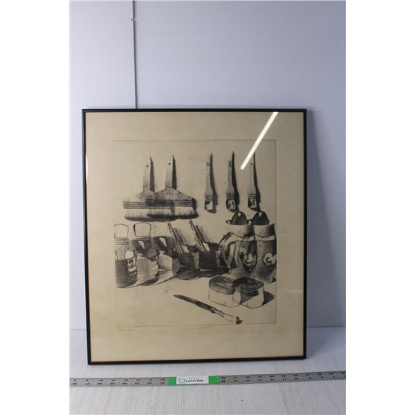 Framed 'Coincident' Etching 21.75" x 19"