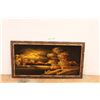 Image 1 : * Black Velvet Mountain Painted Scene in Wood Frame by Emily - 49" x 27"