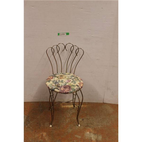 * Metal Vanity Chair w/Upholstered Seat - Some Wear - 29" Back Height & 14" Wide Seat