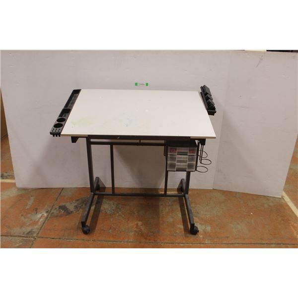 * Rolling Art Desk - Some Wear - 36" x 31" x 24"