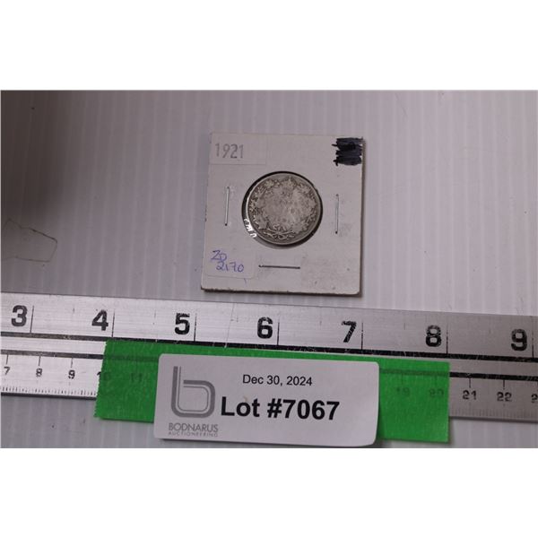 Canadian Twenty Five Cent Coin - 1921