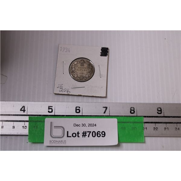 Canadian Twenty Five Cent Coin - 1934