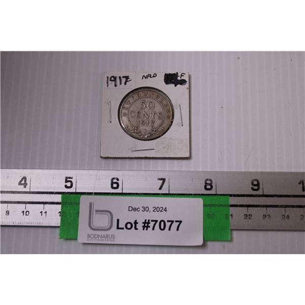 Canadian Newfoundland Fifty Cent Coin - 1917