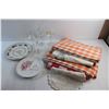 Image 6 : Table Cloths, Doilies, Anniversary Plates and Glass Goblets