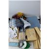 Image 3 : Pile Of Zippers, Yarn, Wooden Box w/ Sliding Lid-10'' x 7'' x 3'', Misc.