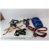 (3) Dog Harnesses, Dog Food & Water Tray- All As Is