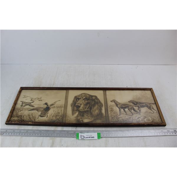 Vintage Friends Of The Field Framed Picture- 24.5'' x 7.5''