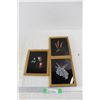 (3) Small Framed Paint Glass Pictures- All 6.5'' x 8''