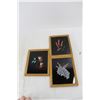 Image 2 : (3) Small Framed Paint Glass Pictures- All 6.5'' x 8''