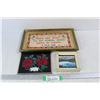 (3) Framed Pictures, Religious Ukrainian Bible quote, Framed Foil Rose Picture, Misc.- Largest Is 14
