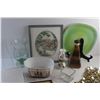 Image 3 : Framed Embroidery Art, Planters, Kerosene Lamp, Wall Clock, Tupperware Container, Glass Vase and Mis