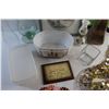Image 7 : Framed Embroidery Art, Planters, Kerosene Lamp, Wall Clock, Tupperware Container, Glass Vase and Mis