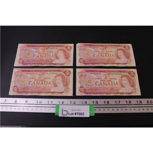 (4) Canadian Two Dollar Bills - 1974