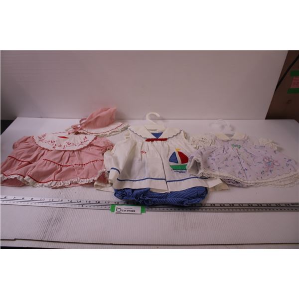 (3) Retro Baby Outfits - 1980's Style - Approx Size 6-12 Month