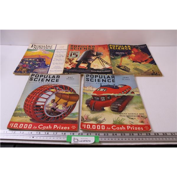 (5) Popular Science Vintage Magazines