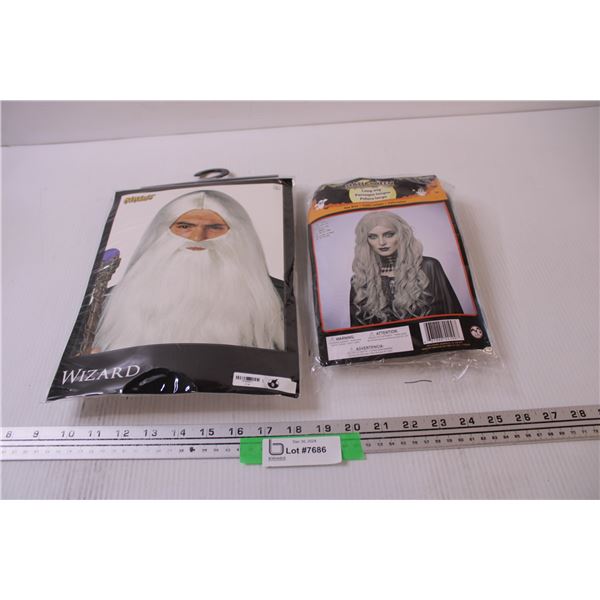 (2) Wigs: Wizard & Long Grey Hair