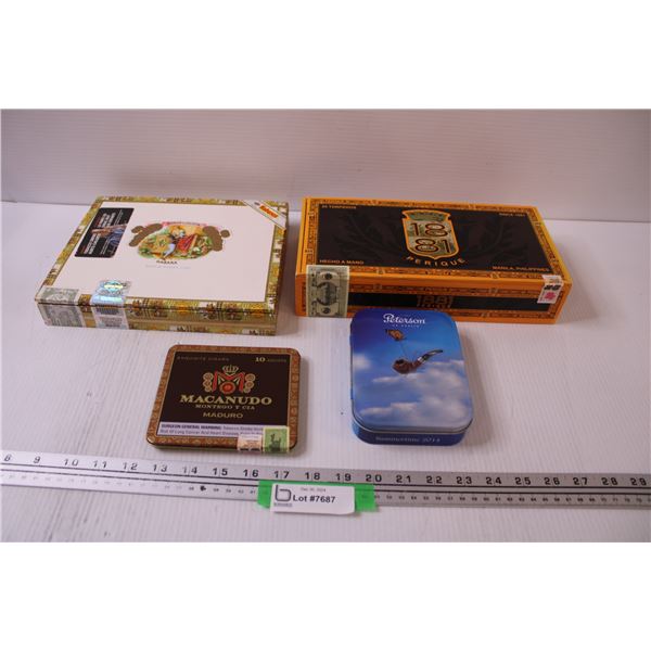 (4) Cigar Tins & Boxes (Empty Tubes)