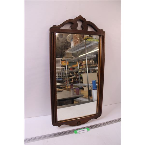 Wood Antique Mirror - Needs Repair, As Pictured - 14" x 28"