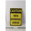 Image 1 : Men Working Tin Sign 12" x 8'