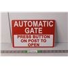 Image 1 : Automatic Gate Tin Sign 12" x 8"
