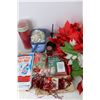 Image 3 : Lot Of Christmas  Decorations, Tree Garland, Artificial Flowers, Tree Ornaments, Misc.
