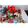 Image 4 : Lot Of Christmas  Decorations, Tree Garland, Artificial Flowers, Tree Ornaments, Misc.