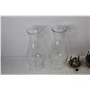 Image 4 : Lot Of Vintage Kerosene lamp Parts, (2) Chimneys, (2) Bases, Misc.