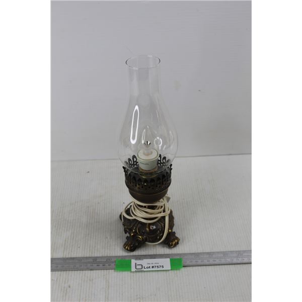 Electric Kerosene Style Lamp- Powers On, 13.5'' Tall