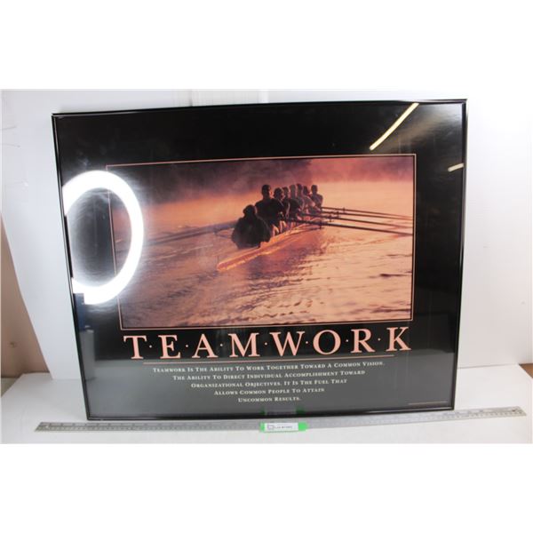 *People Rowing Boat Team Work Picture w/ Quality Of Assurance- 24'' x 30''