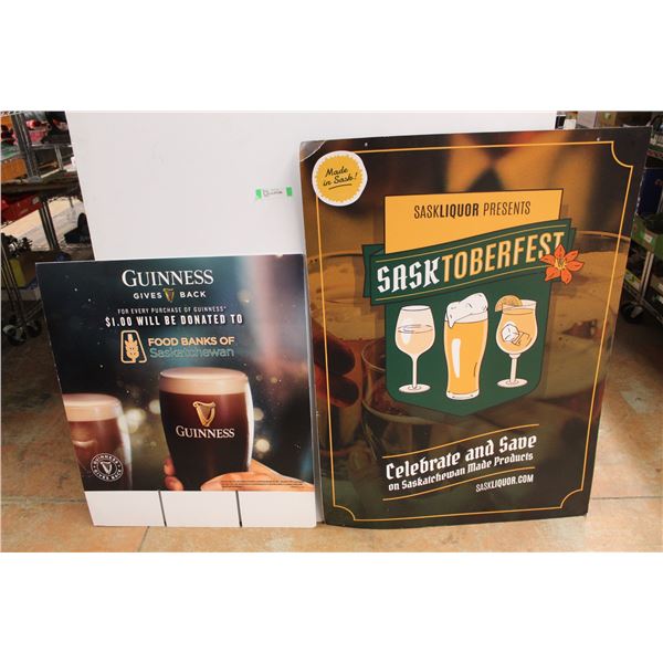 *(2) Plastiboard/ Cardboard Beer Advertisements- Guinness, Sasktoberfest- Largest is 48'' x 34.5''