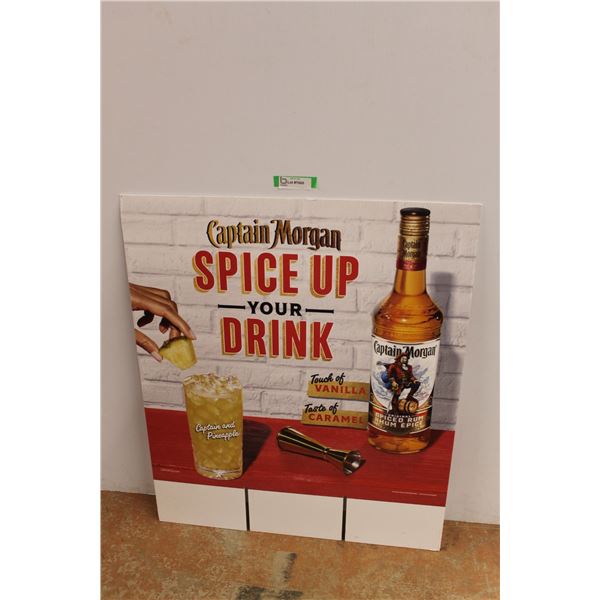 *Captain Morgan Double Sided Plastiboard Advertisement- 30'' x 36''