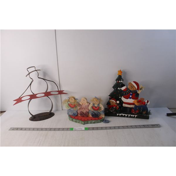 Christmas Lot- Candleholders & Wood Ornaments