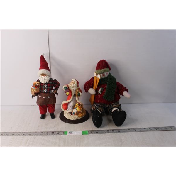 (3) Christmas Ornaments- Santa, Snowman