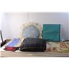 Fabric Lot- (3) Cushions, Misc.