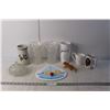 (4) Vases, Candy Dish, (2) Mugs, Misc.