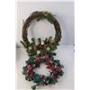 Image 2 : Christmas Lot- (2) Wreaths, (2) Candle Holders