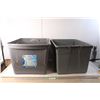 Image 1 : *(2) Plastic Totes with Wheels, No Lids, 23.25" x 17" x 14"