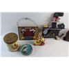 Image 4 : Vintage Tins, Photo Frame, Wall Clock, Elephant Coin Bank and Christmas Candle Holder