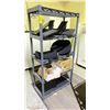 Image 1 : GREY 4 TIER SHELVING UNIT WITH CONTENTS