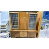 Image 1 : LOCKING BUFFET & HUTCH WITH 2 LEAD GLASS DOORS & KEY 74" X 20" X 72"
