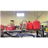 Image 3 : SHELF OF ASSORTED FUEL CANS & FUEL PUMP