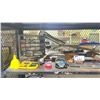 Image 2 : SHELF OF ASSORTED ITEMS INCLUDING; HAND SAWS, SUBMERSIBLE PUMP, NAILER & MORE