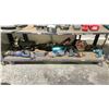 Image 1 : SHELF OF ASSORTED ITEMS INCLUDING; MAKITA BELT SANDER, RYOBI RECIPROCATING SAW, RIDGID JIGSAW & MORE