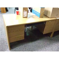 Golden Oak Double Pedestal Executive Desk