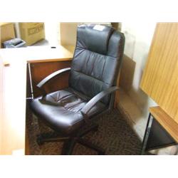 Black Leather Hi Back Tilter With Headrest