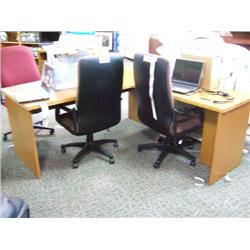 Golden Oak Bow Front  L-shape Desk