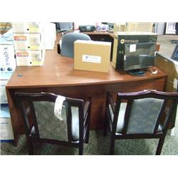 Deep Cherry L-shape Bow Front Desk